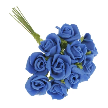 100шт Цветостойкие Полистирен Рози Цветя за Сватбен Букет на Булката Парти Декор в Синьо
