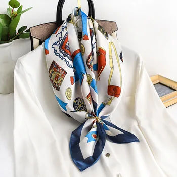 KOI ПОДСКАЧАЩИ малък квадратен шал женски модерен летен тънък разрез слънцезащитен шал имитация на коприната украса шал малък шал